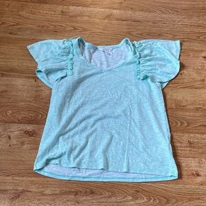 LC Lauren Conrad Mint Green Short Sleeve Ruffle Tee